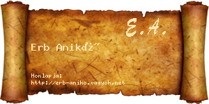 Erb Anikó névjegykártya